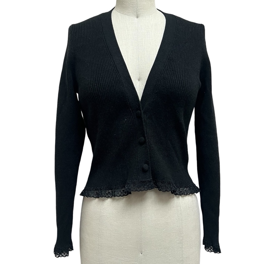 For Love and Lemons Knit and Lace Nina Cardigan in Black